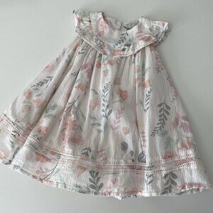 Joie Toddler Girls Dress Pastel Floral Ruffle Sleeveless Button Accents Size 2T